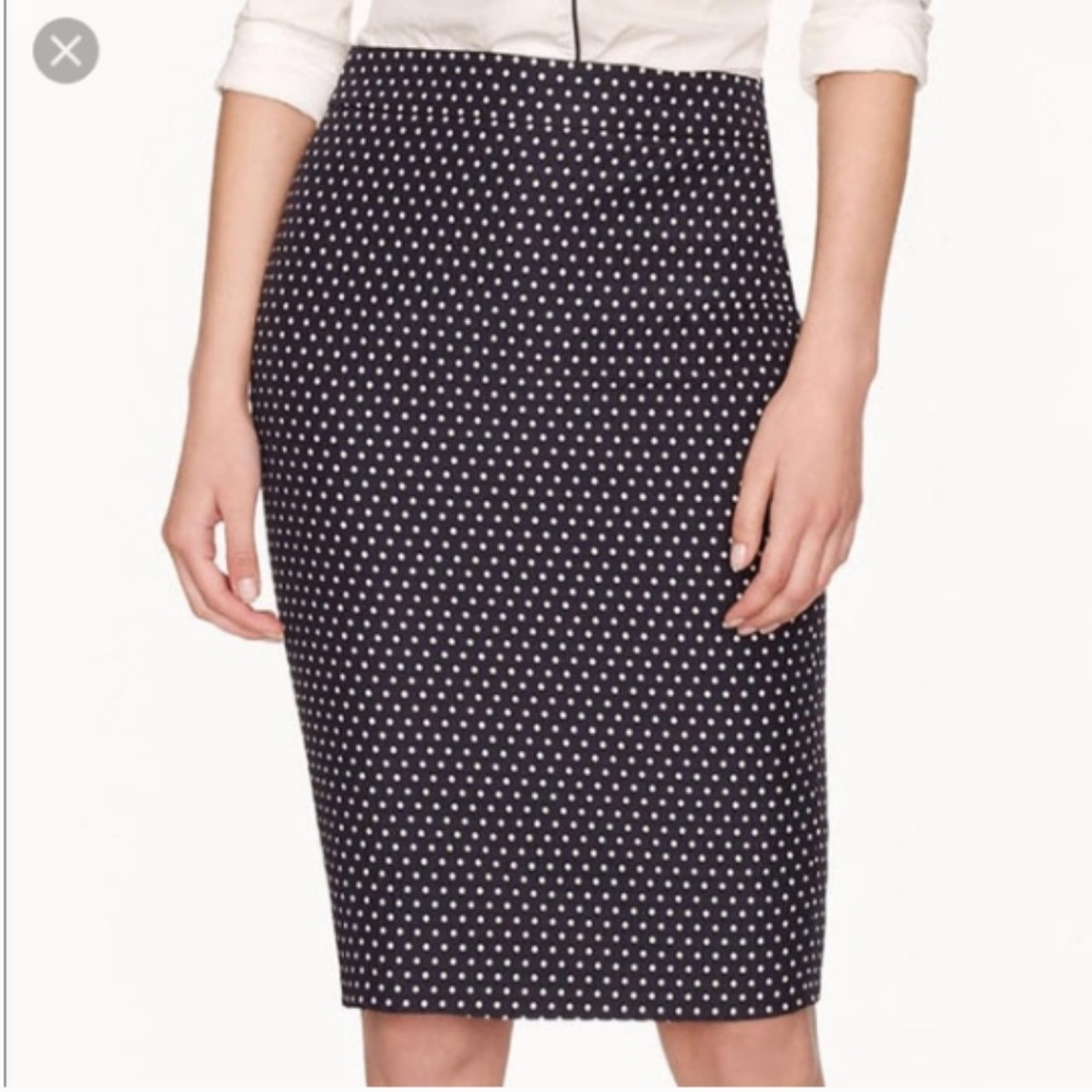 J.Crew navy jacquard dot No.2 pencil skirt 6P